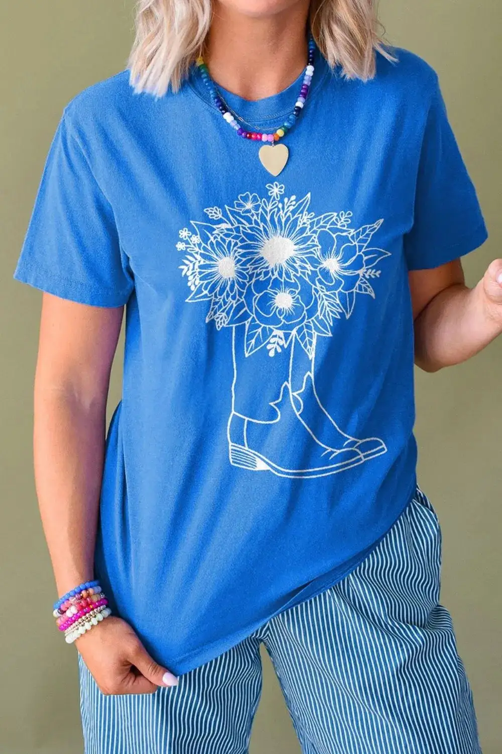 Understated Round-Neck Short-Sleeve Graphic Cotton T-Shirt