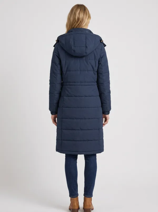 Refined Quilted Long Hooded Coat
