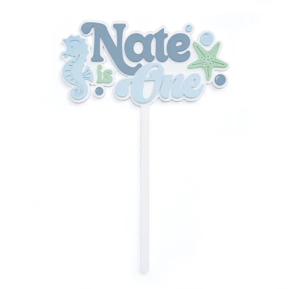 Ocean Theme Acrylic Cake Topper