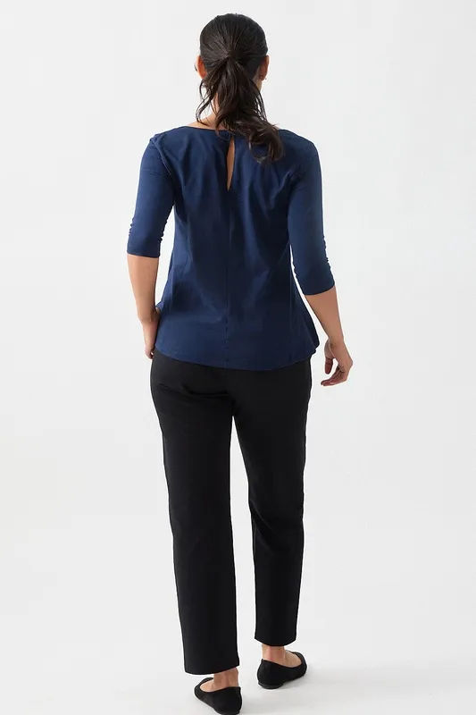 Deep Blue Pima Cotton Flared Top