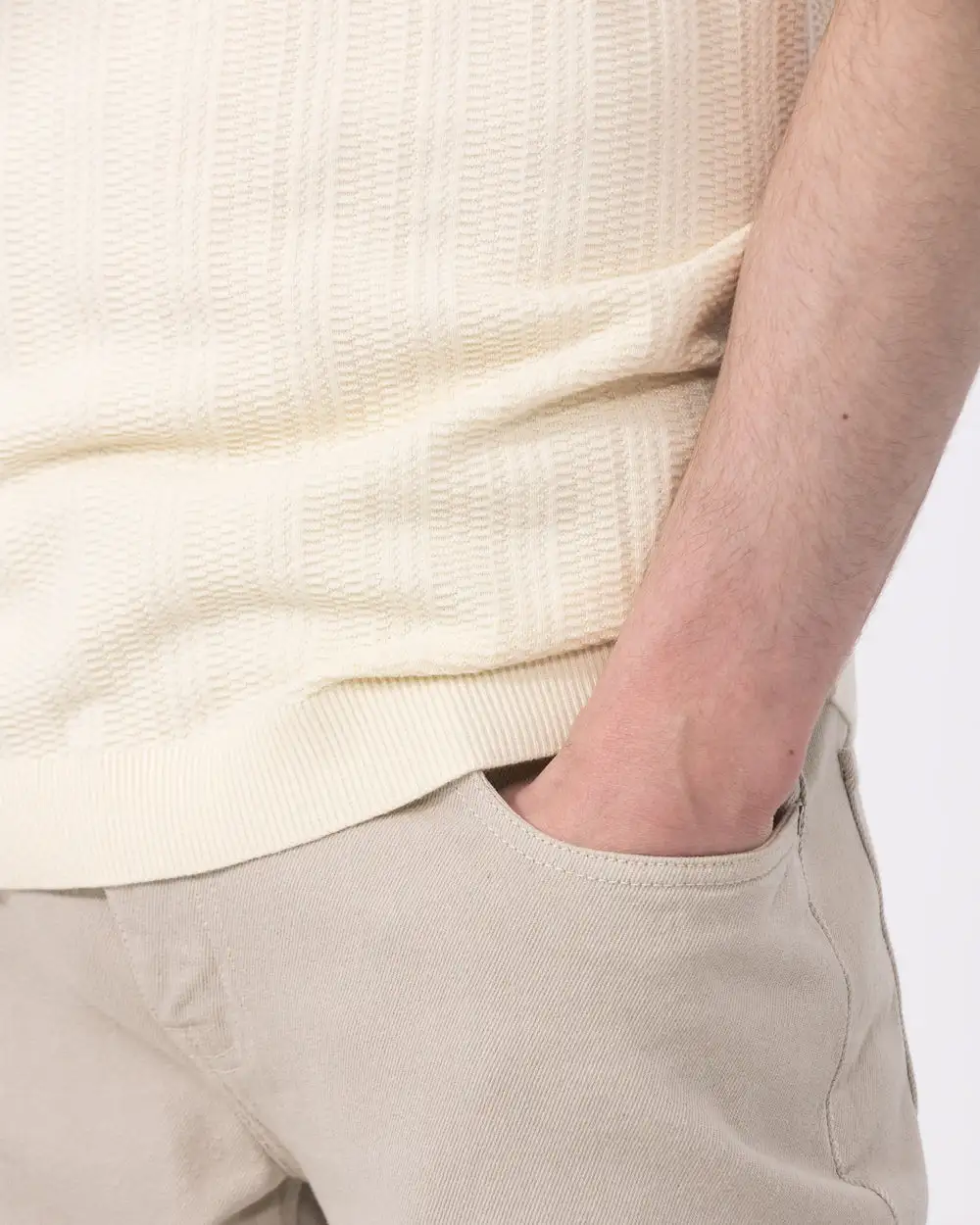 Modern Textured Open Collar Polo Shirt