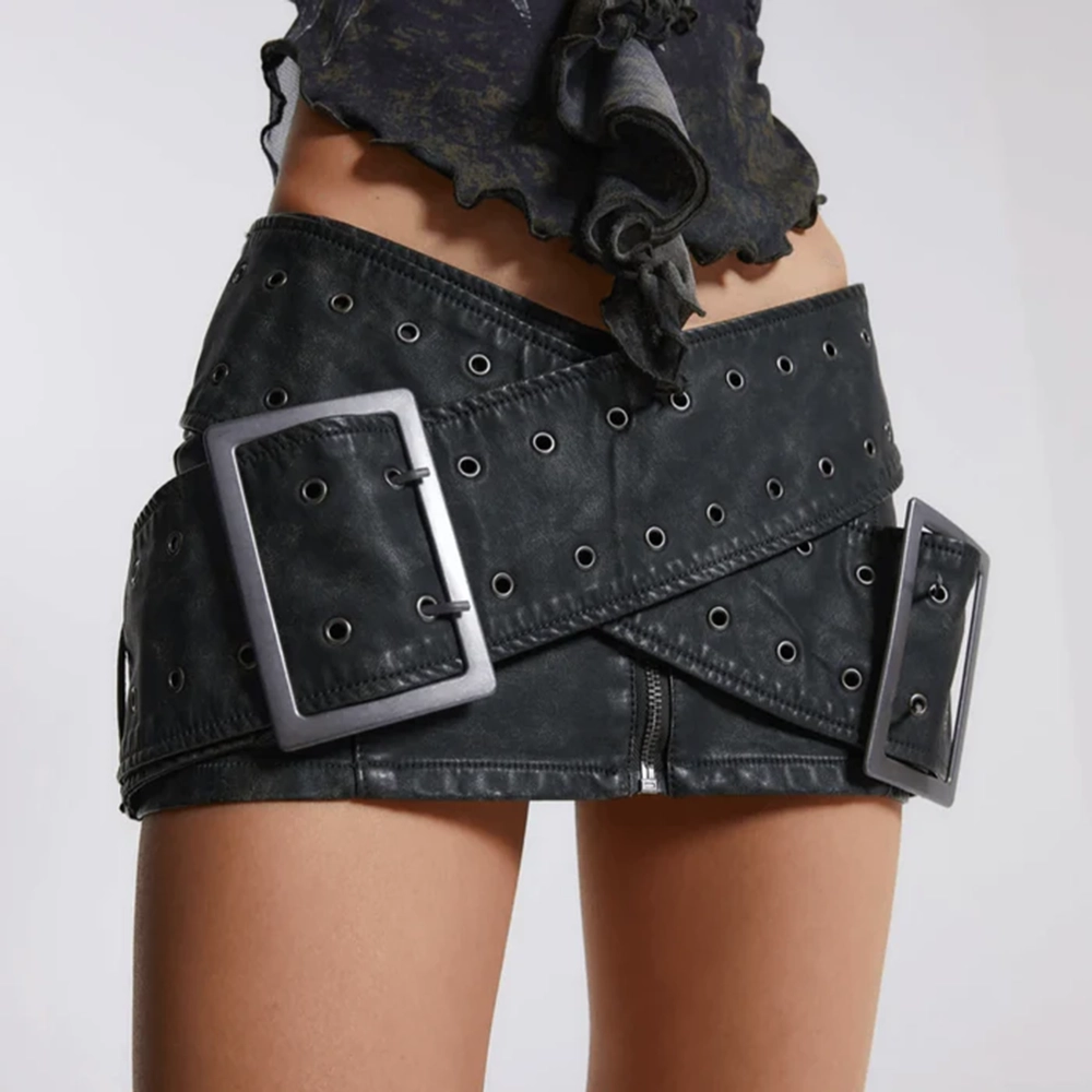 Belted Wrap Mini Skirt