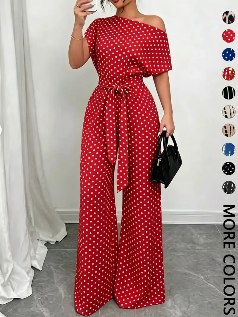 Women's printed tie-waist jumpsuit