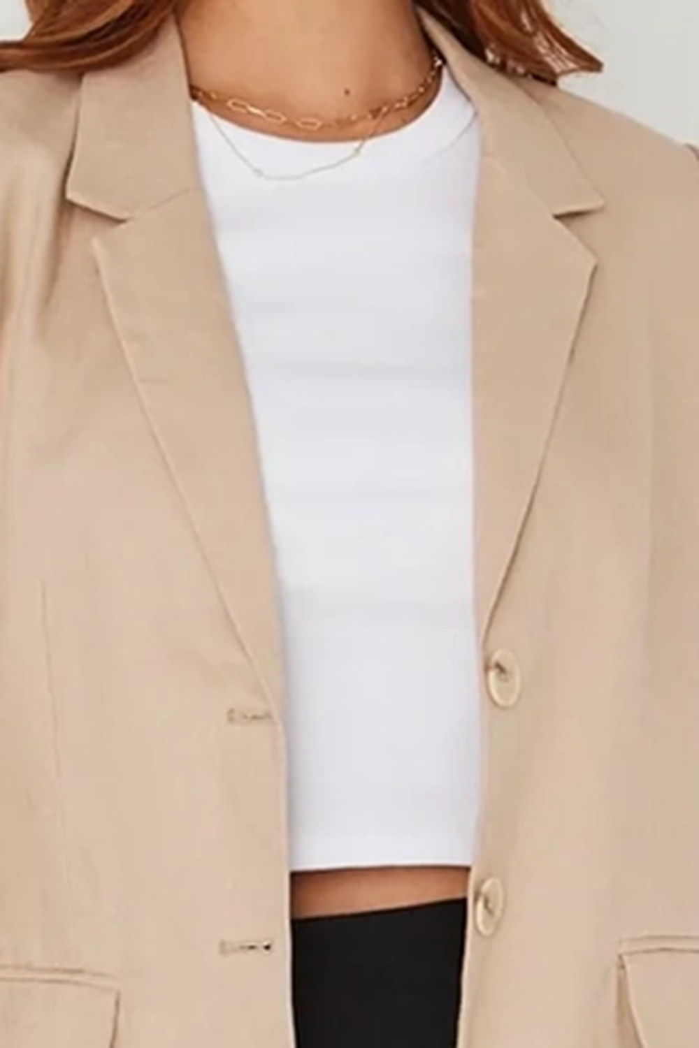 Beige Relaxed Fit Short Blazer