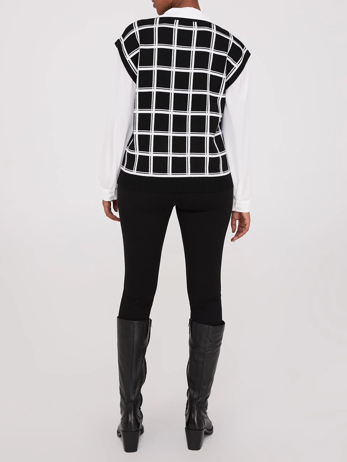 Checkered Pattern Layered Vest Top