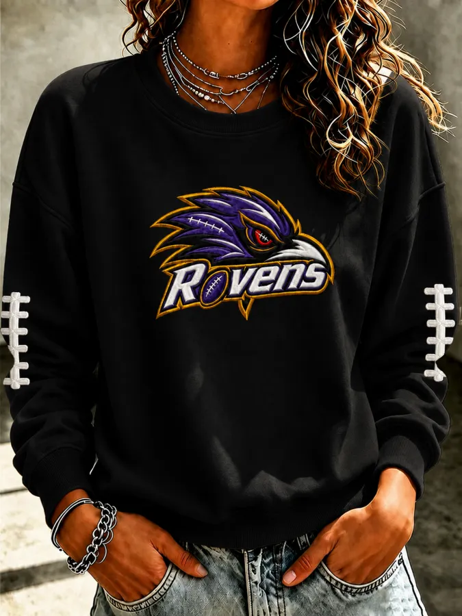 Women'S Retro Football Print Round Neck Sports Shirt