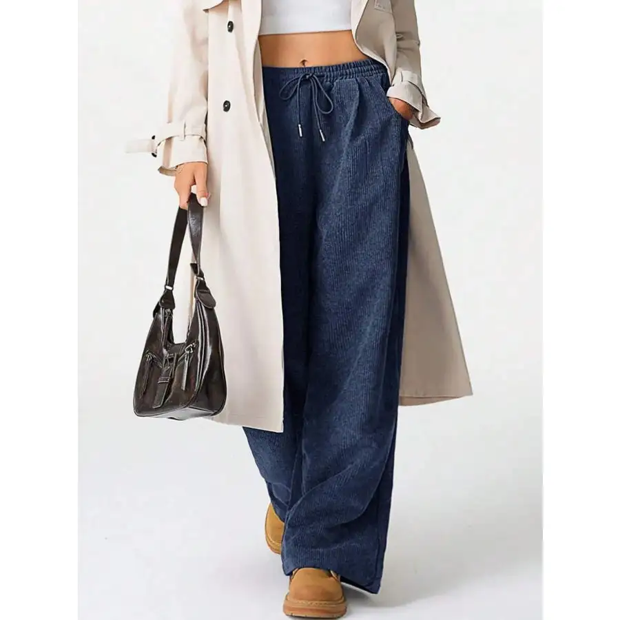 Modern Drawstring Wide Leg Pants