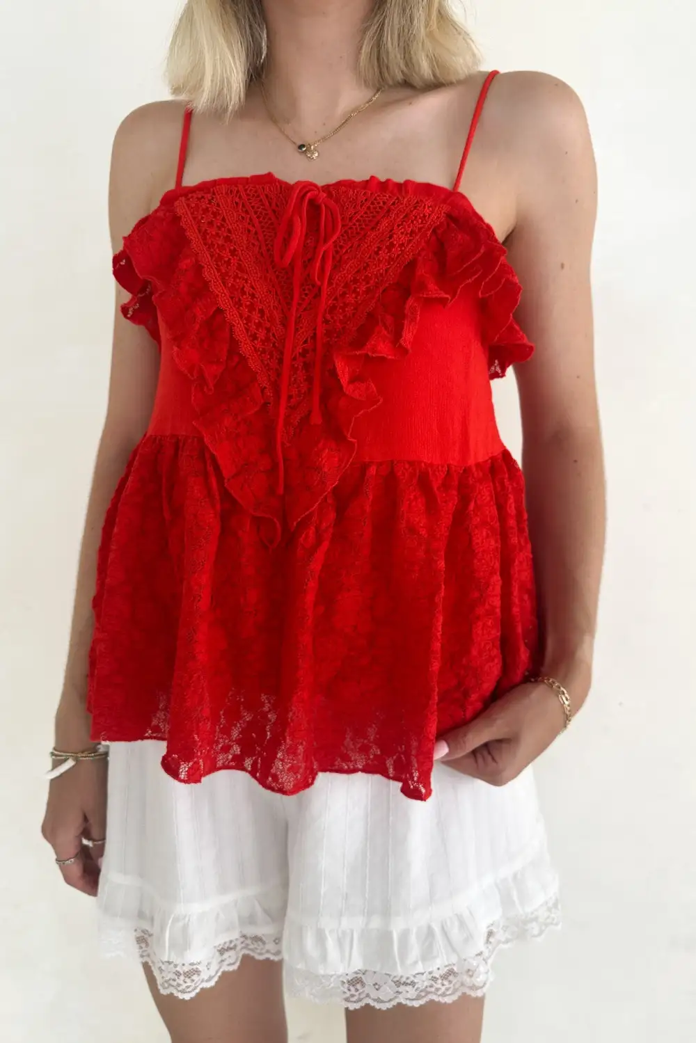 Simple Cut Peplum Ruffle Top