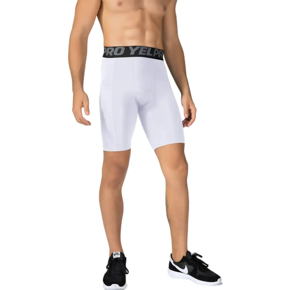 Elastic-Waist Wide-Waistband Compression Stretch Men's Athletic Shorts