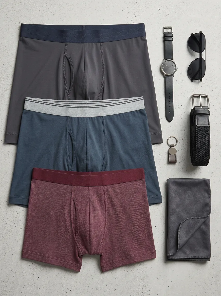 Men's Solid Color Multi-Pack Stretch Cotton Boxer Briefs