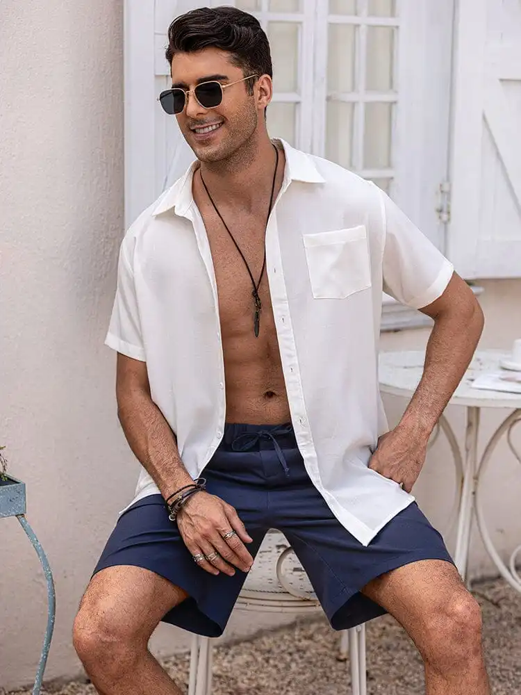 Classic Elastic Waist Linen Shorts