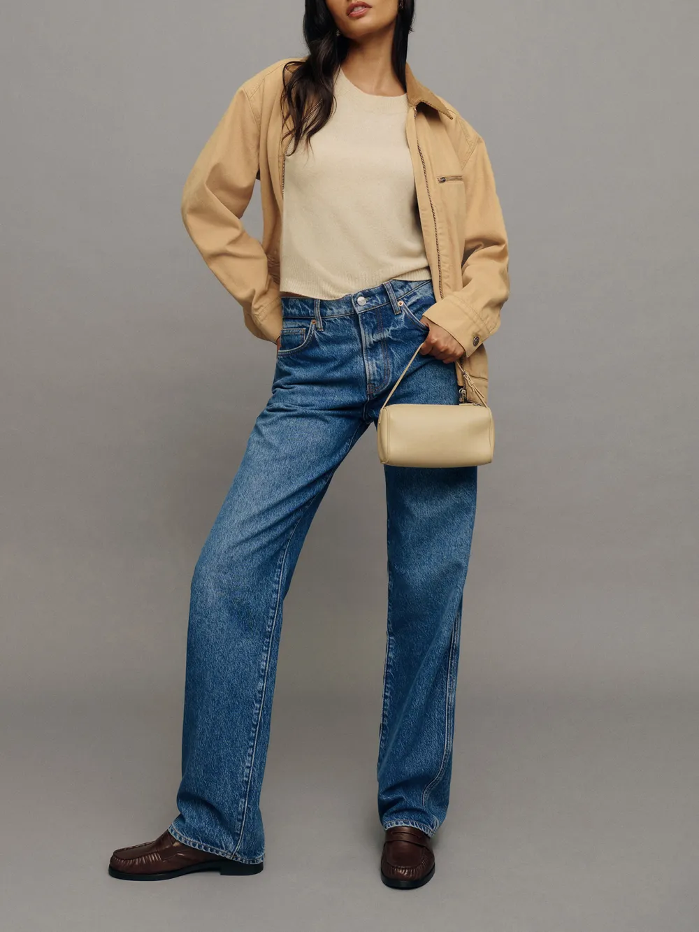 90s Style Mid Rise Straight Jeans
