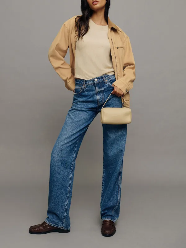90s Style Mid Rise Straight Jeans