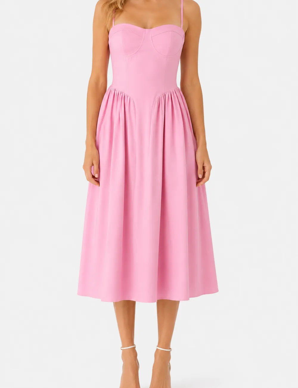 Chic Sweetheart Neck Corset Spaghetti Strap Midi Dress