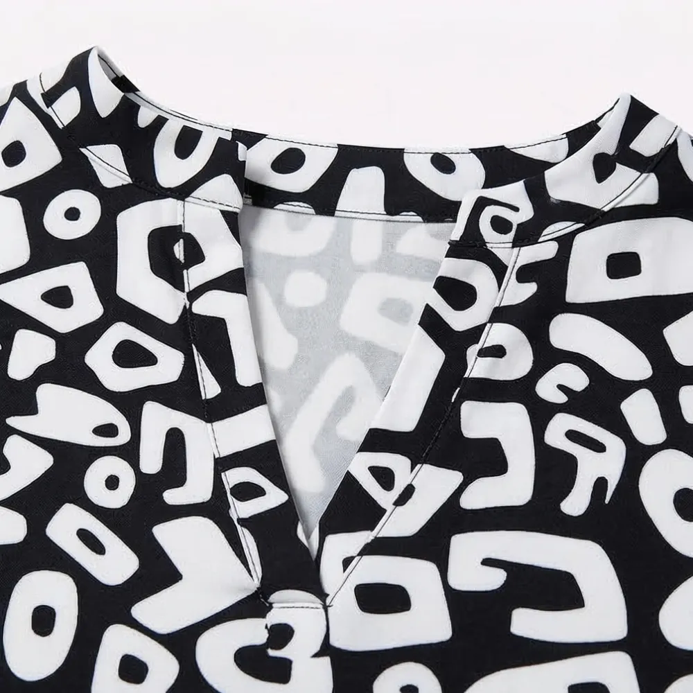 V Neck Printed Breezy Midi Dress