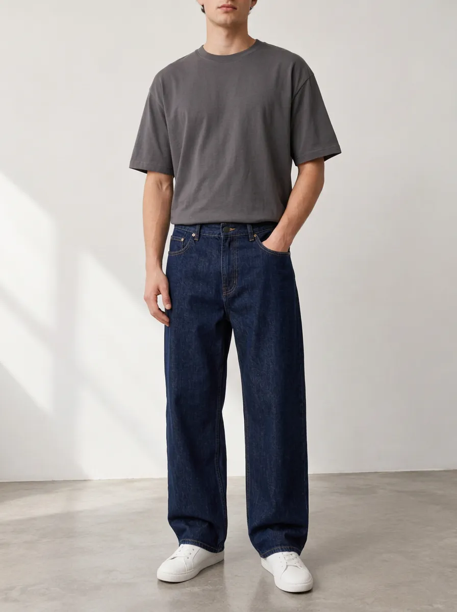 Men's Workwear Inspired Wide Leg Jeans