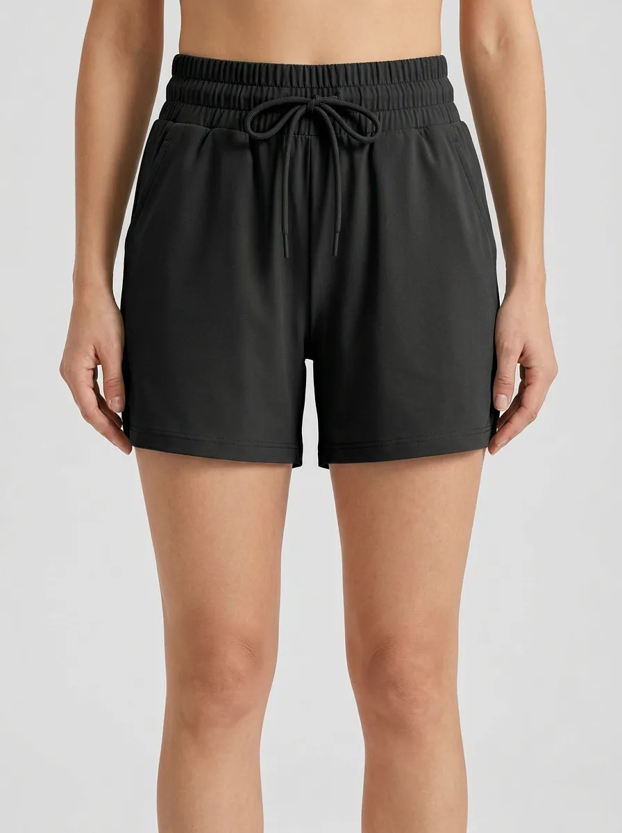 Women's Mid-Thigh Drawstring Athletic Shorts