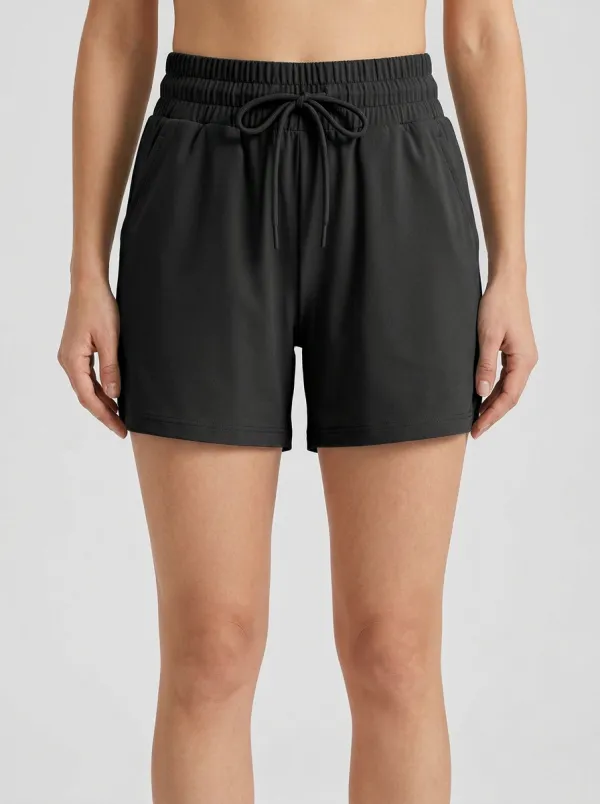 Women's Mid-Thigh Drawstring Athletic Shorts
