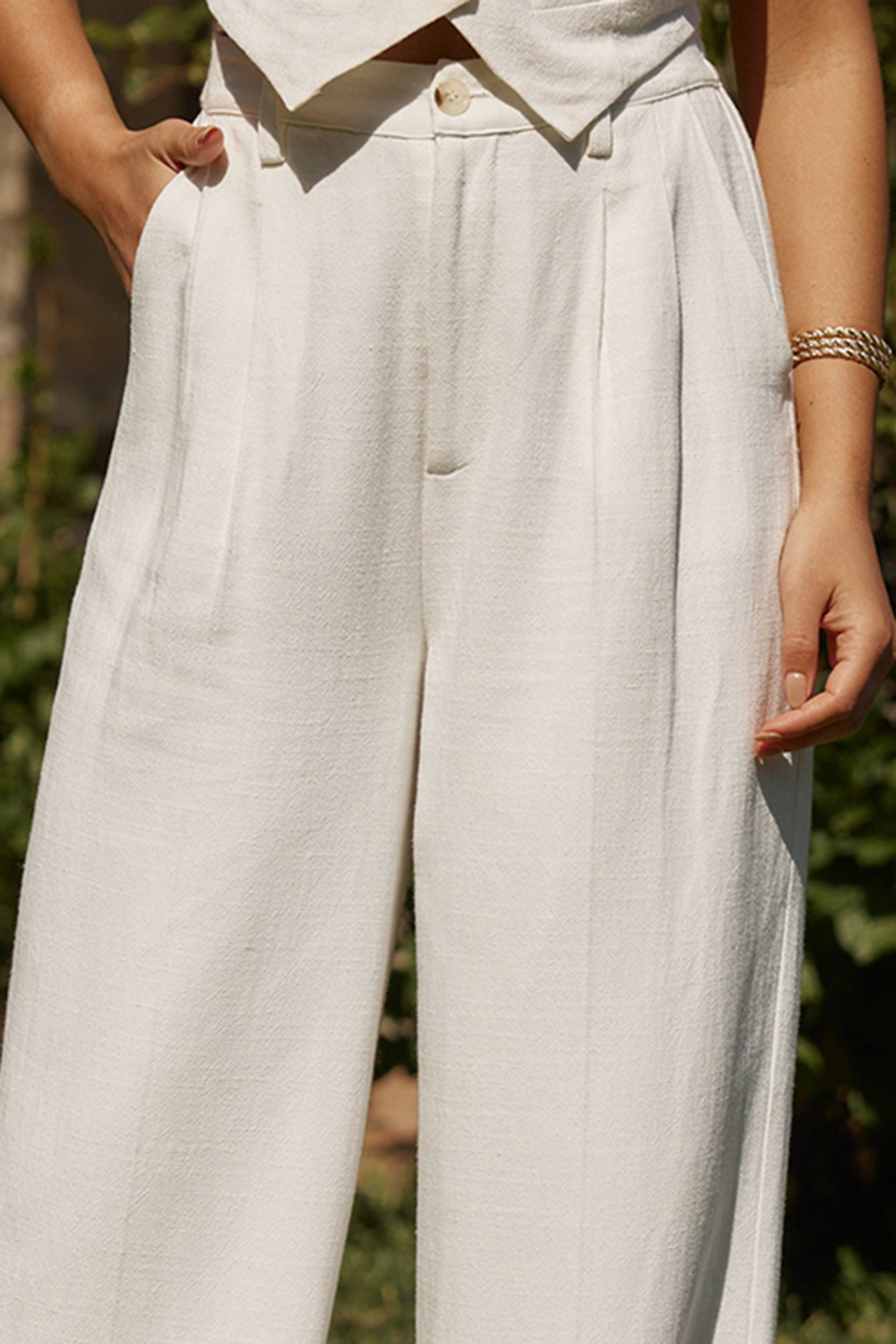 Leisure White Linen Trouser