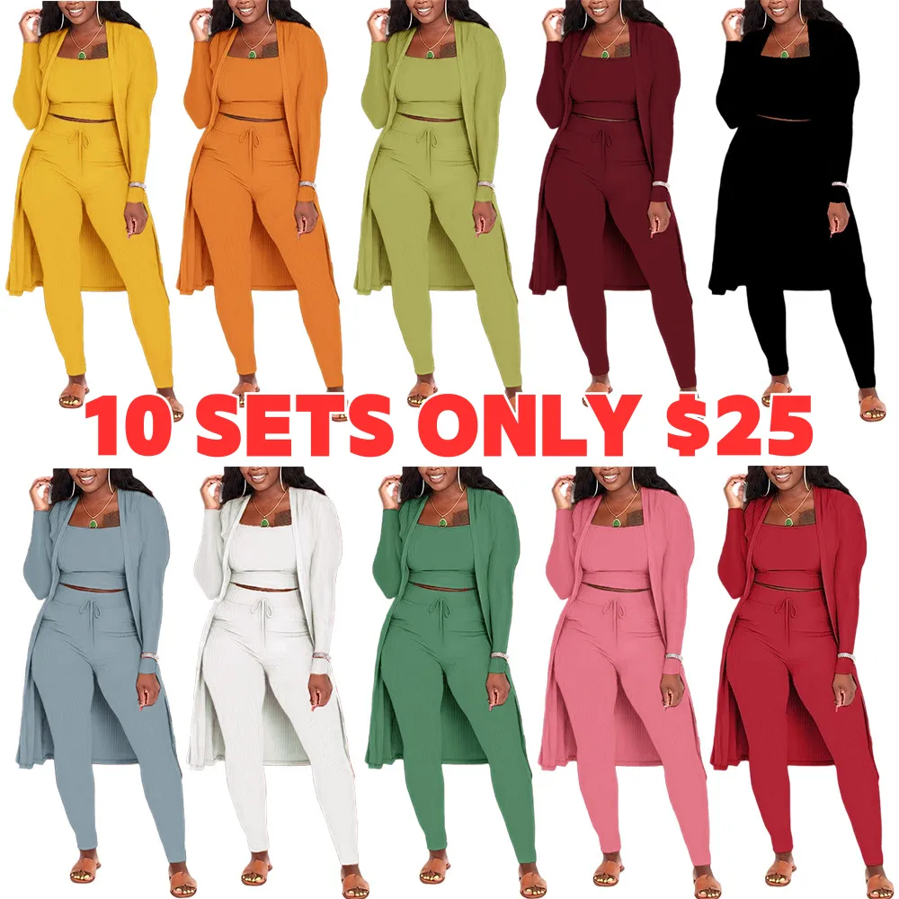 Women's Plain Long Sleeve Open Front Cardigan & Tie Front Leggings & Sleeveless Cropped Top Set, Casual Elegant Chic Fashion Cozy Breathable Women's Outfits for Fall, Ladies Fall Co-ord Sets, Clothes