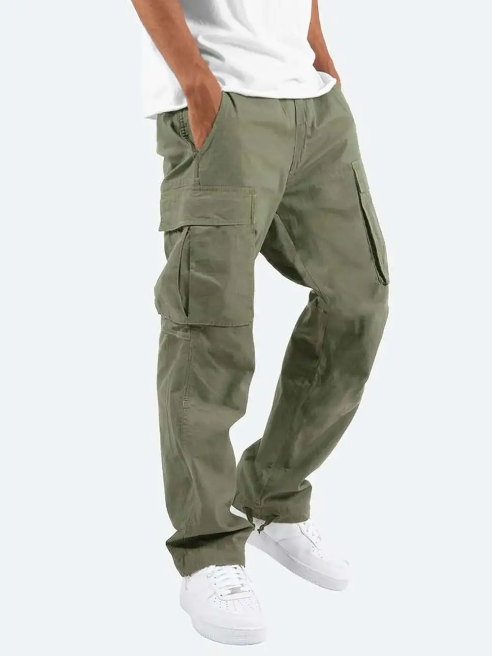 Men's Cargo Pants with Multifunctional Pockets and Relaxed Fit