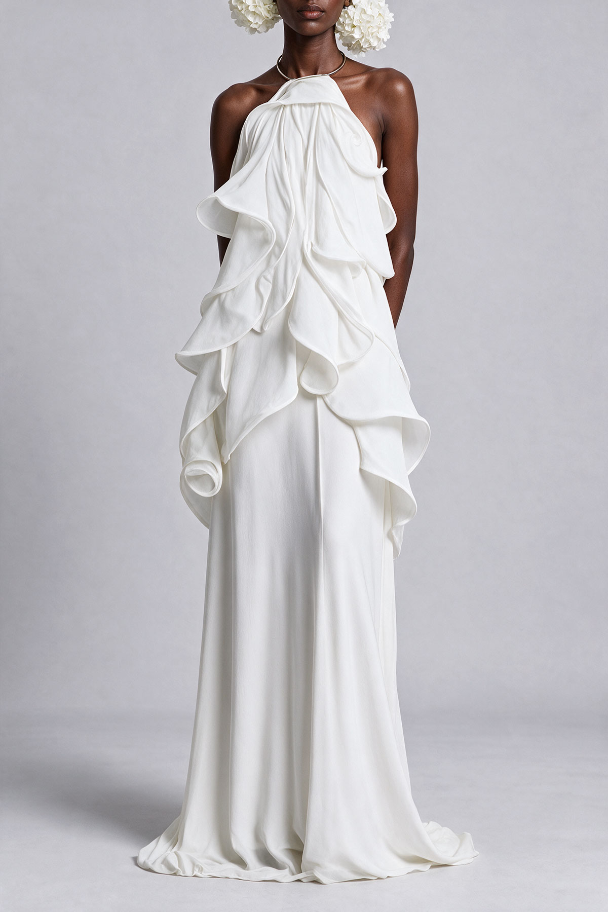 Ruffle Backless Layered Maxi Dress