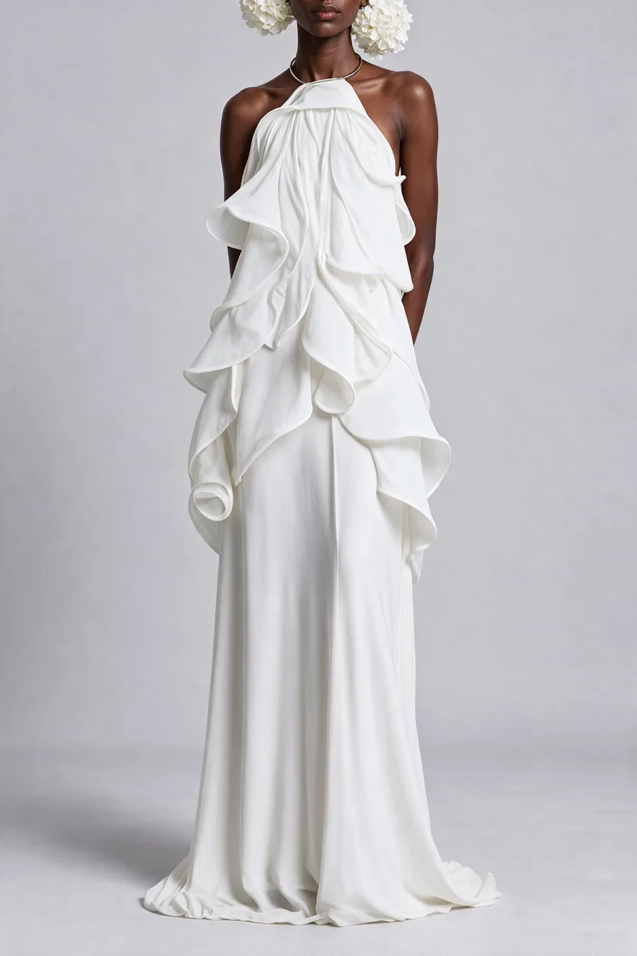 Ruffle Backless Layered Maxi Dress
