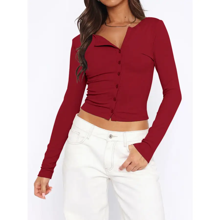 Button Down Long Sleeve Top