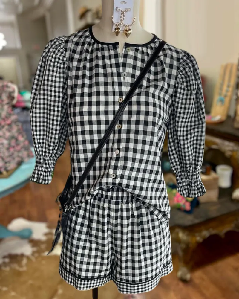 Plaid Puff Sleeve Set
