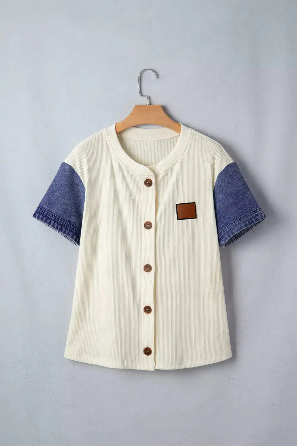 Ribbed Knit Button Down Shirt Sleeves