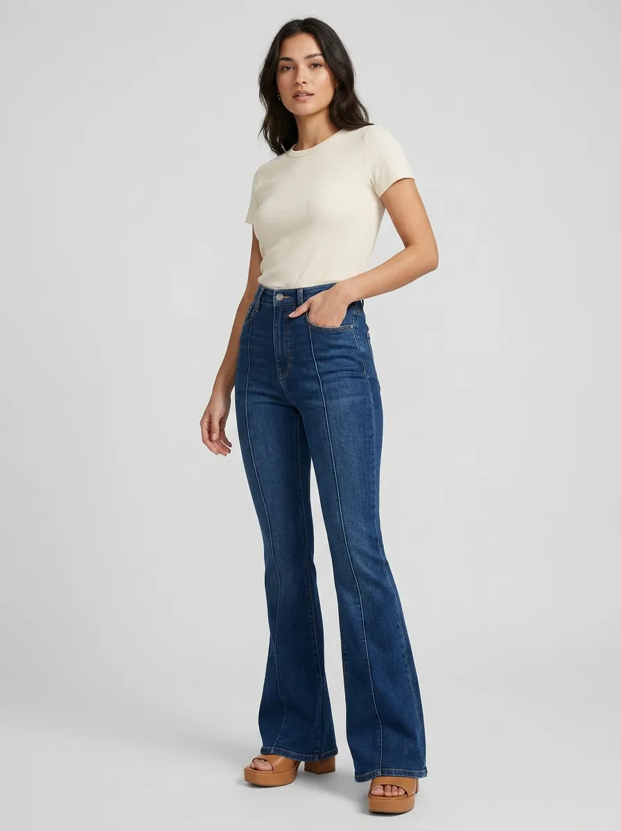 Soft-Look High-Waist Women's High-Waist Stretch Flare Jeans