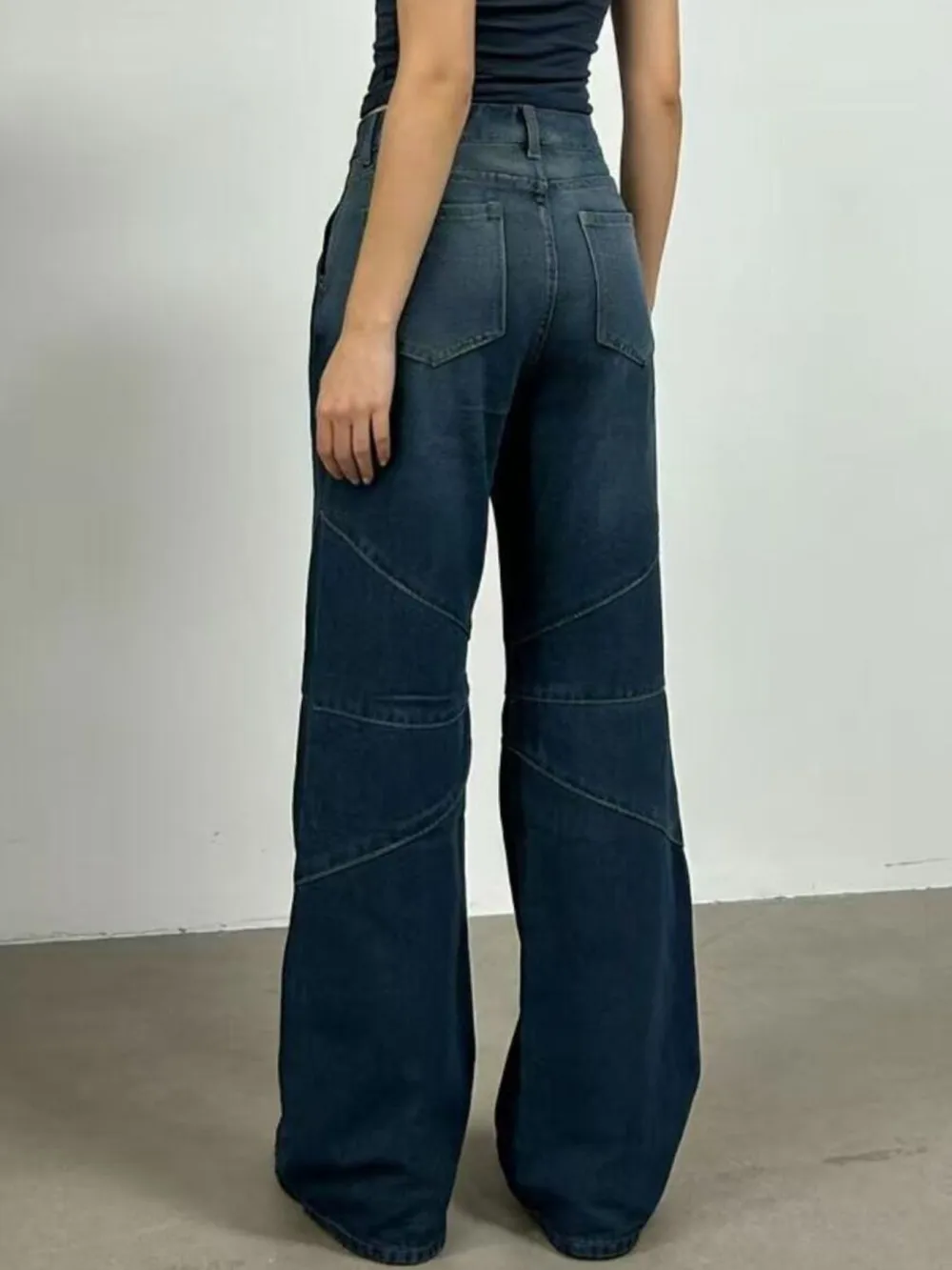 Sharp Wide Leg Denim Jeans
