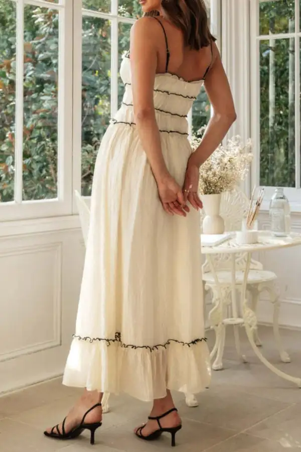 Textured Tie Waist Tie Detail Dress