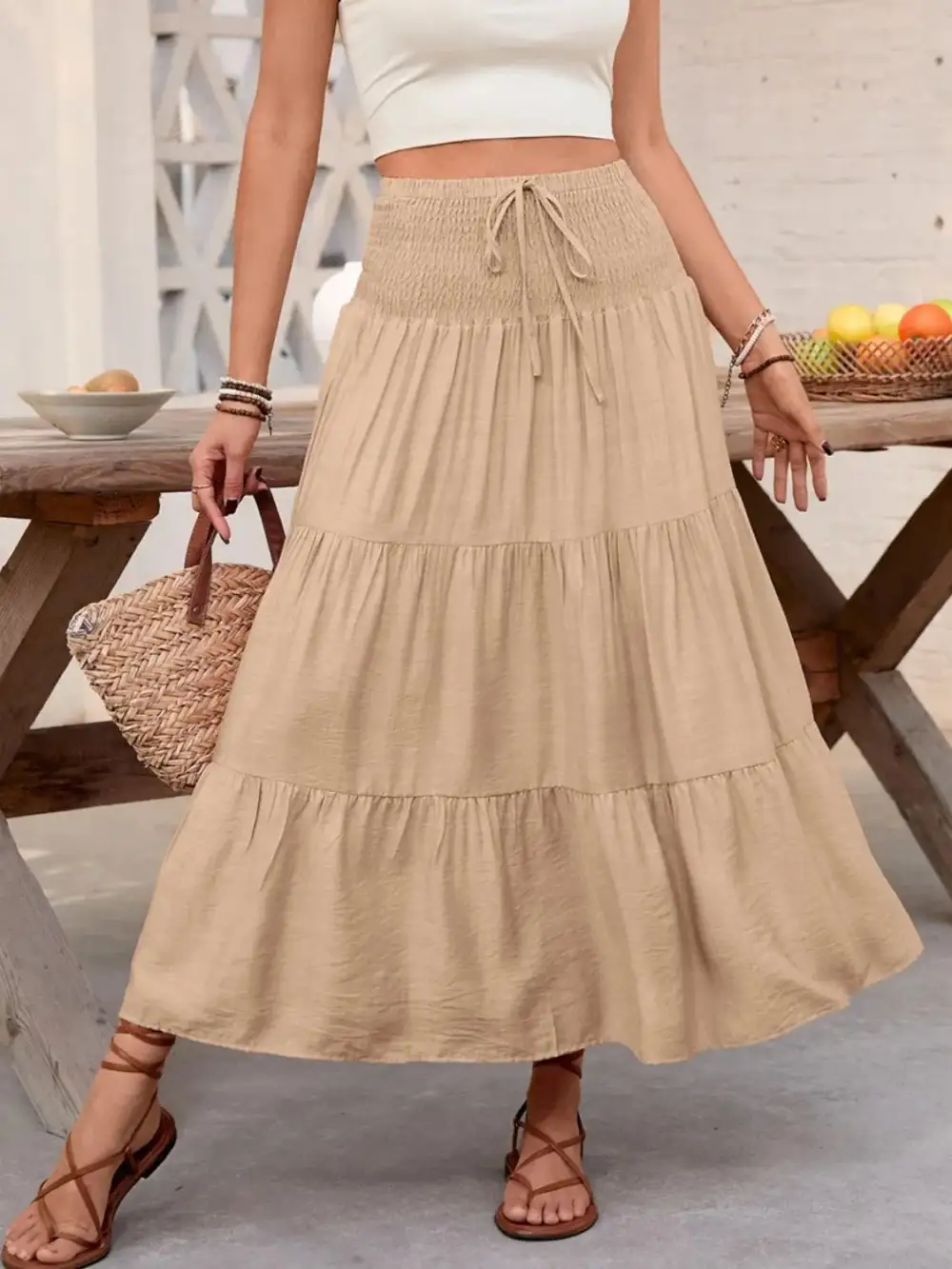 Smocked Tiered Skirt