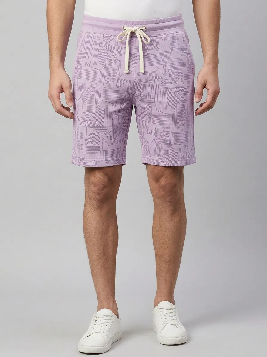 Men's Geometric Relaxed-Fit Printed Sweat Shorts