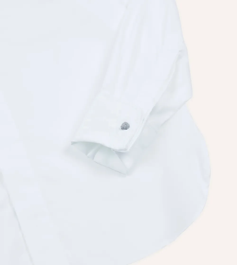White Cotton Long Point Collar Dinner Shirt Casual Style