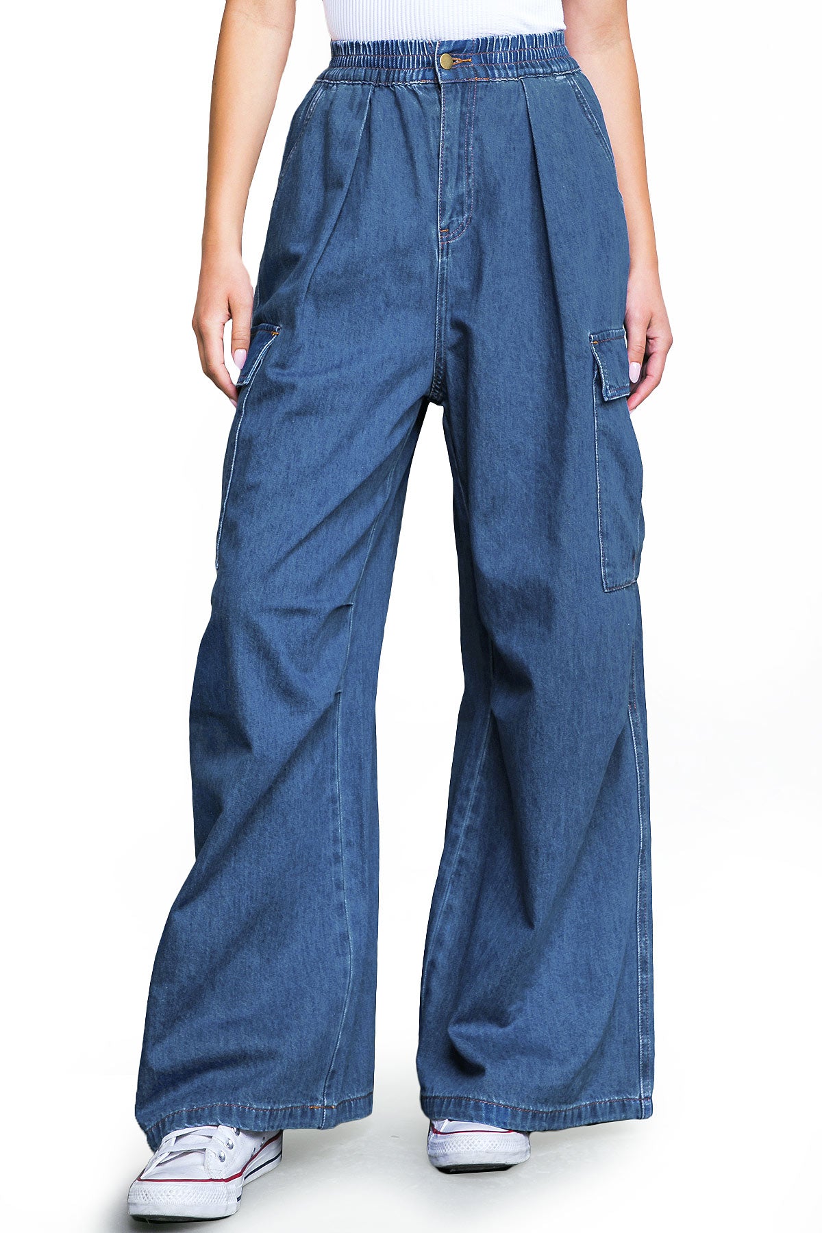 Blue Wide - Leg Cargo Jeans