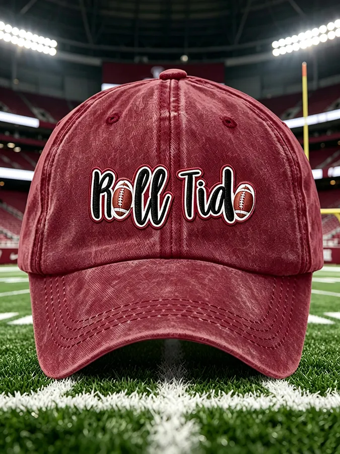 Unisex Rugby Print Washed Duckbill Cap