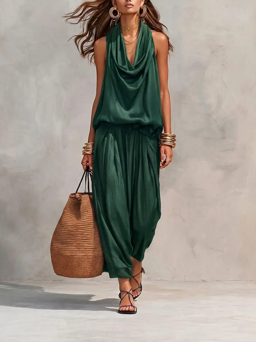 Relaxed High Waist Blouse And Pants Set