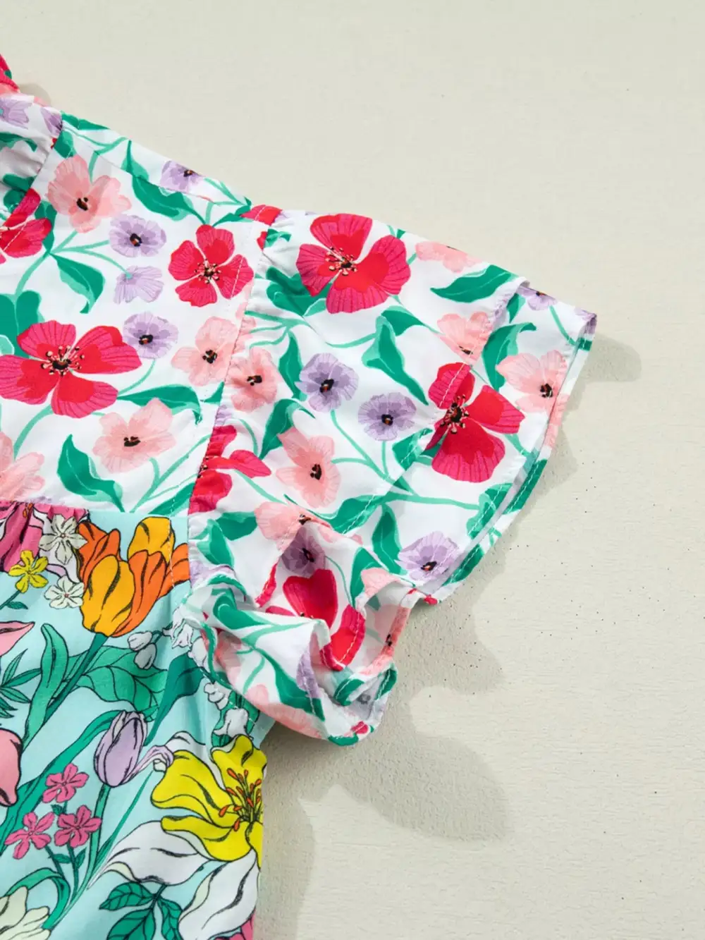 Button Front Floral Blouse