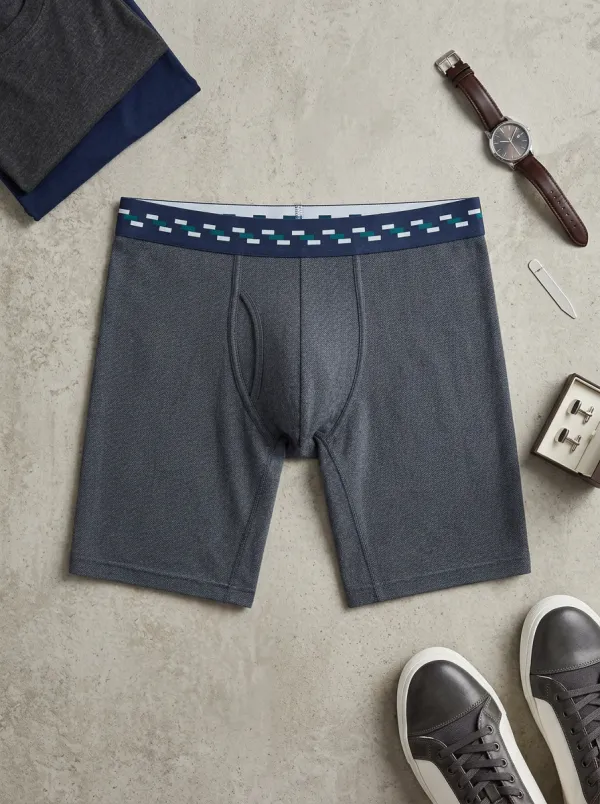 Men's Herringbone Pattern Geometric Waistband Printed Boxer Briefs