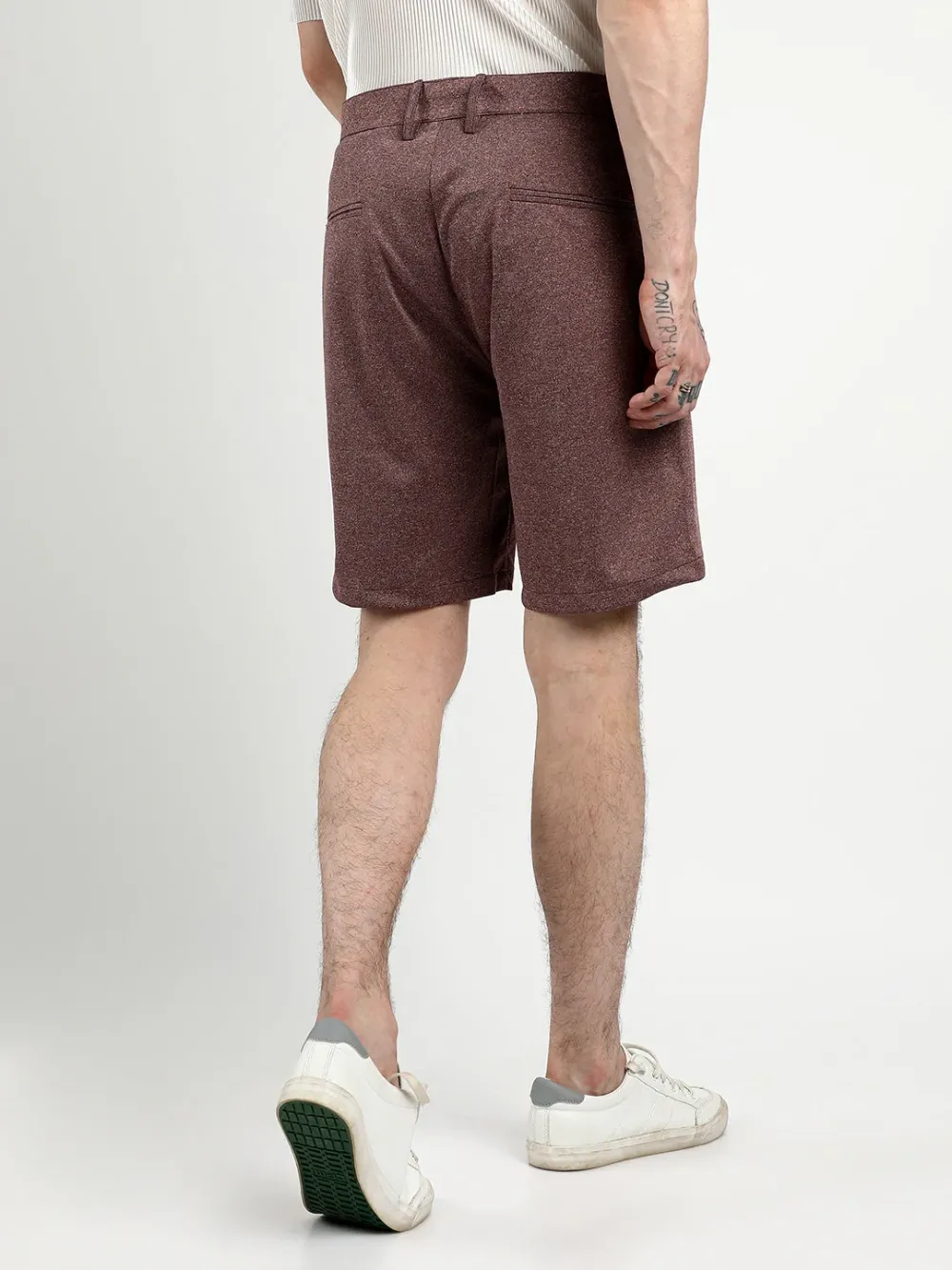 Brown Casual Style Mid Rise Shorts
