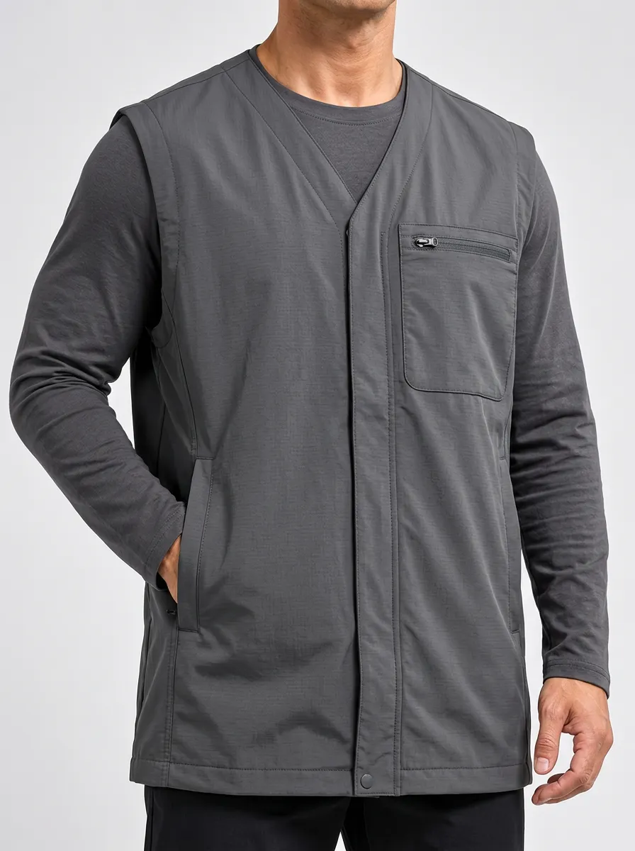 Sleeveless Understated Everyday Outdoor-Style Jacket for Men