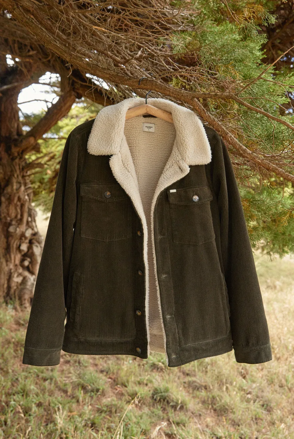 Forest Green Sherpa-lined Corduroy Jacket