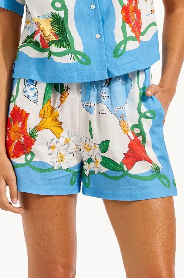 Side Split Linen Blend Shorts