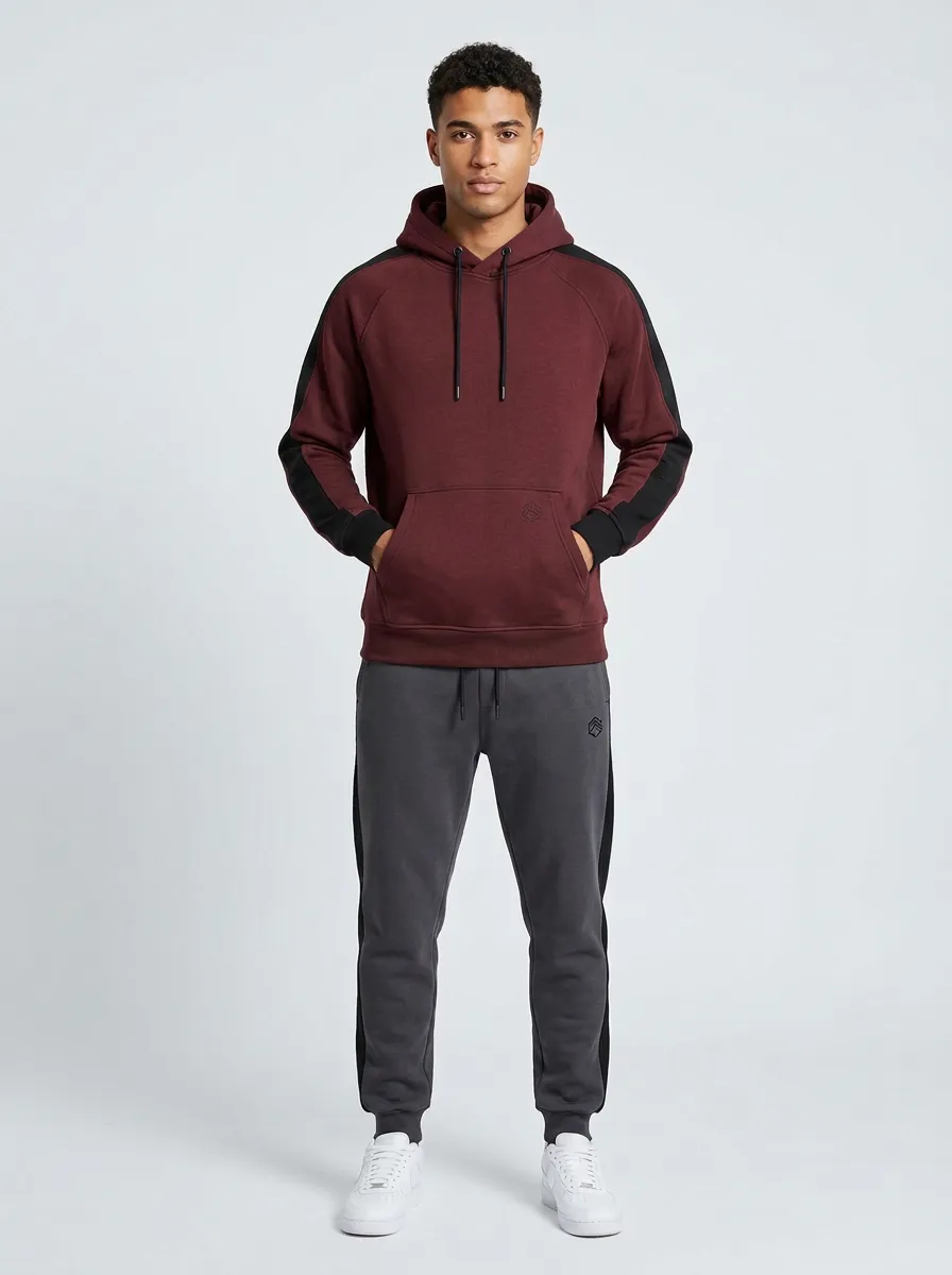 Men's Sportswear Casual Contrast Panel Printed Tracksuit