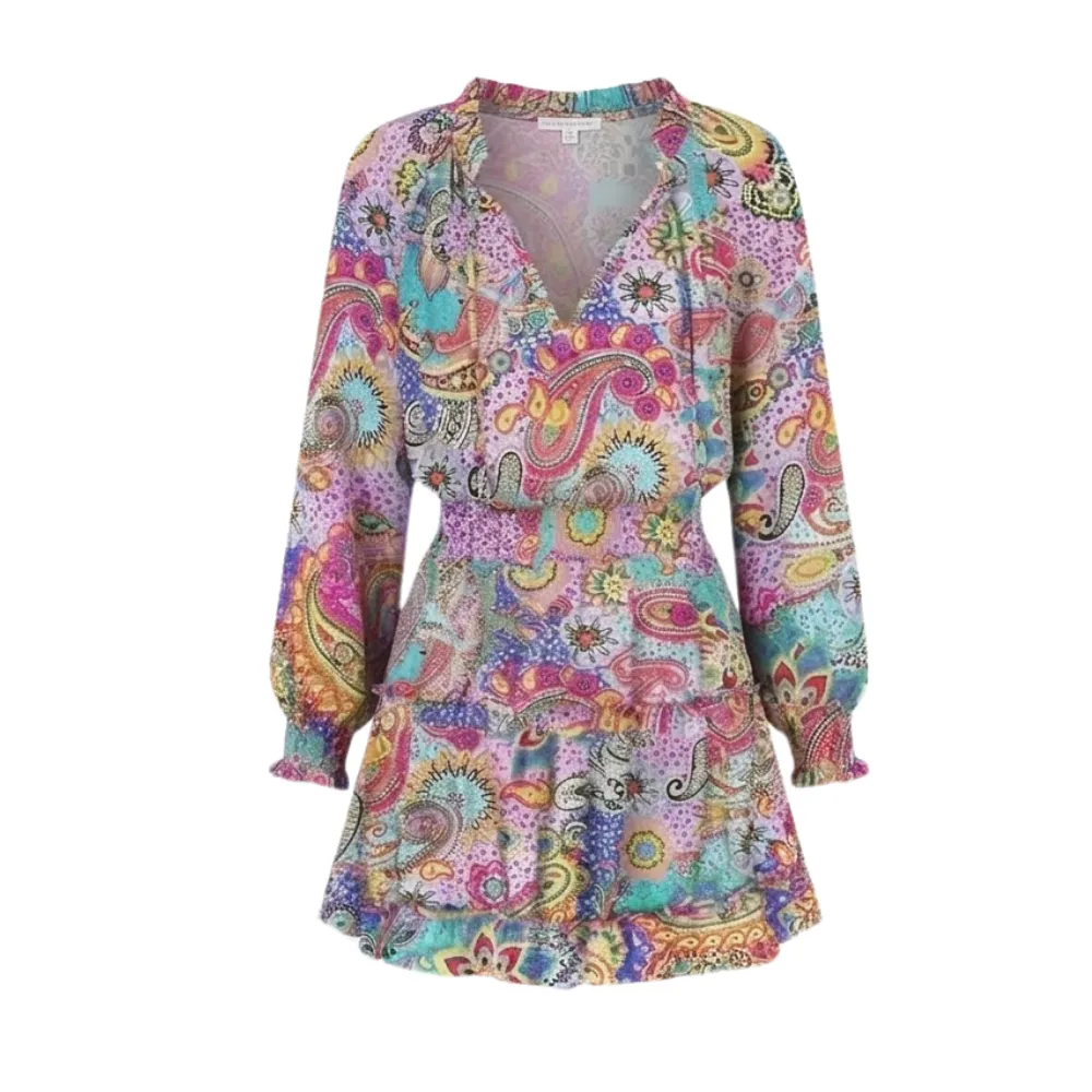 Ruffle V Neck Floral Mini Dress