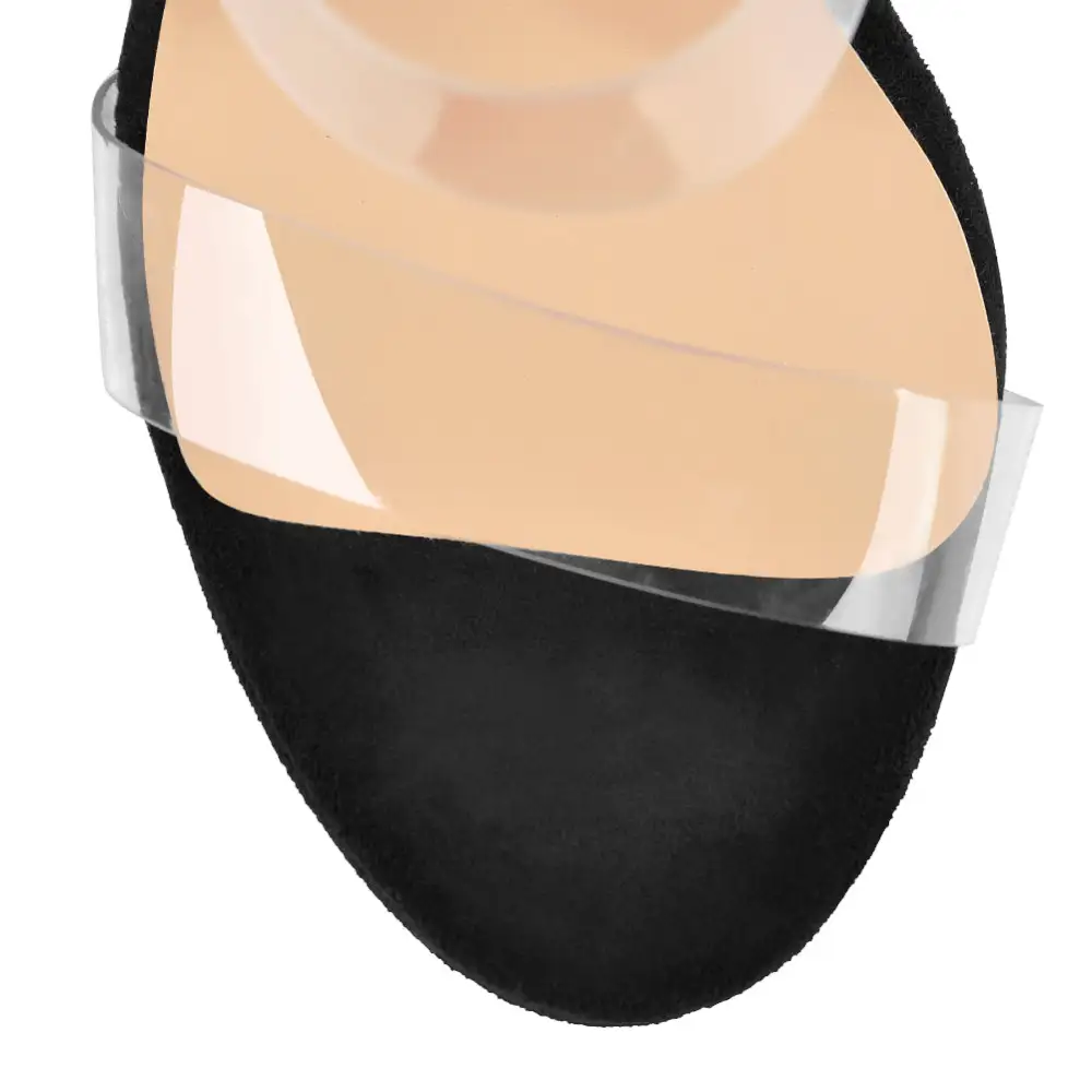 Suede Platform Transparent Strap Wedge Sandals