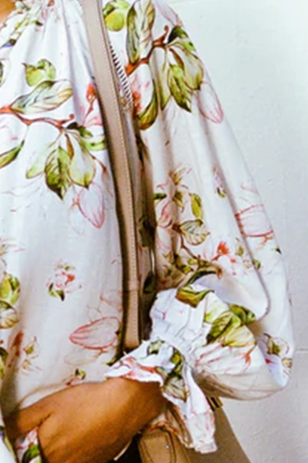 Rose Garden Print Lace Insert Blouse