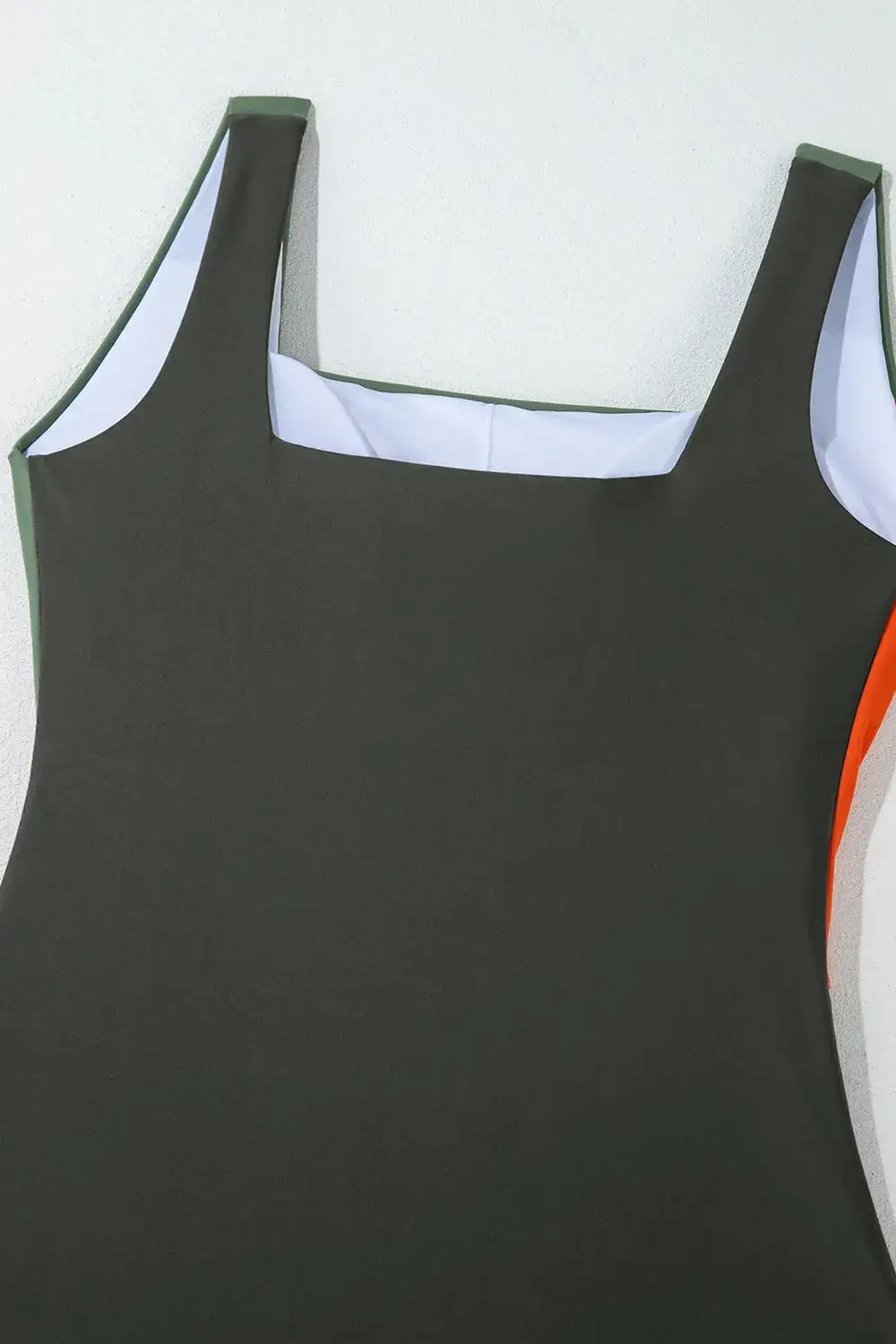 Blocked Pattern Padded Square Neck One Swimsuit